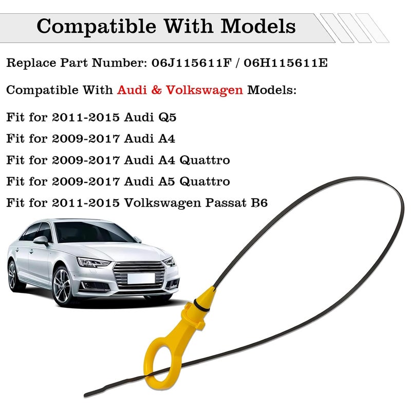 FBLOWMOD 06J115611F Oil Dipstick Indicator, Compatible with Audi A4 A5 Quattro Q5 Volkswagen VW Passat B6 2.0T Engine Oil Fluid Level Dip Stick Replace 06H115611E - Image 2